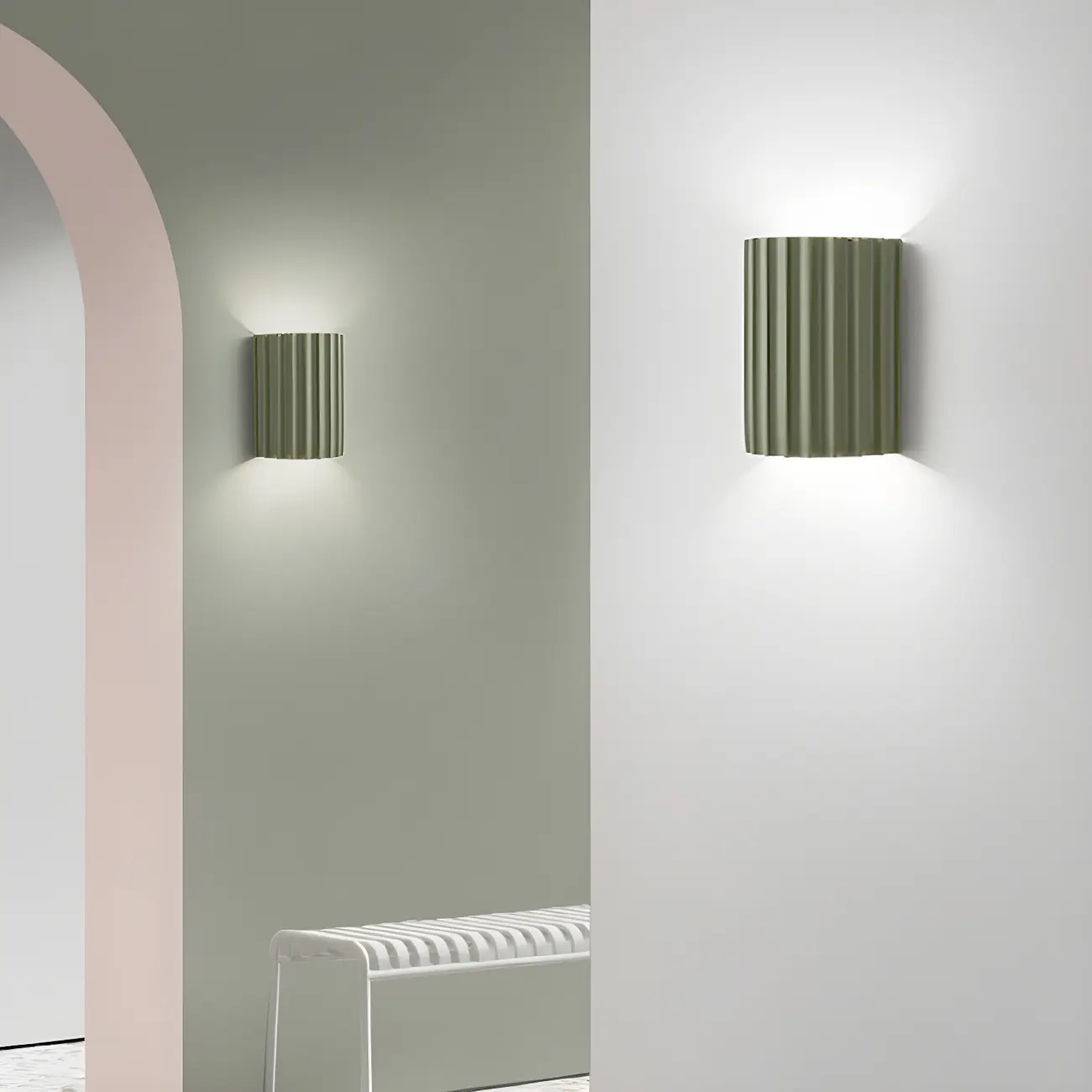 Modern Ribbed Half Cylinder Up Down Wall Sconce