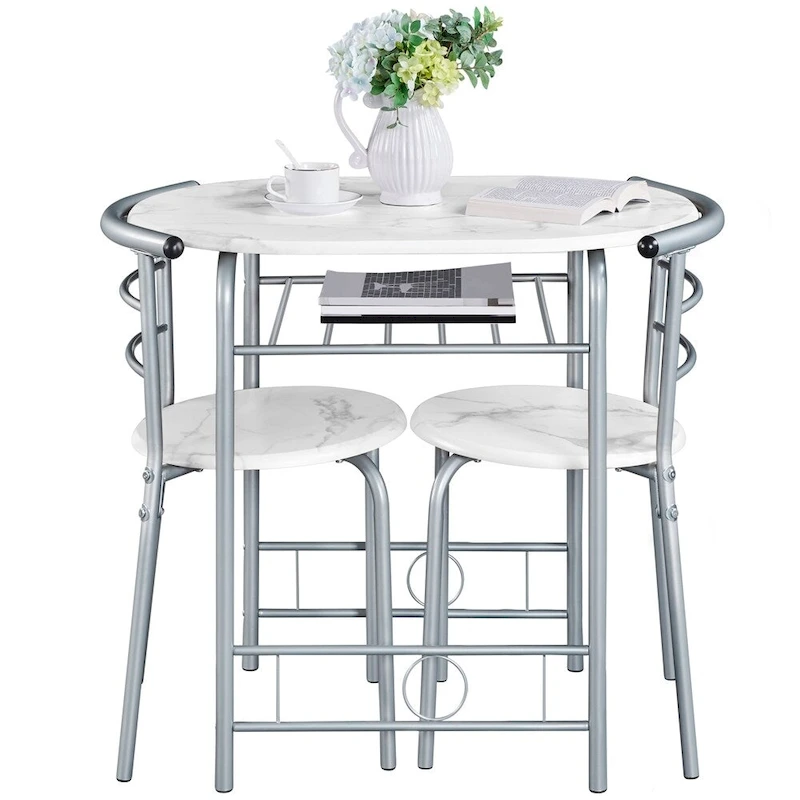 Yaheetech Modern Round Dining Table Set, 3 Piece Dining Room Sets