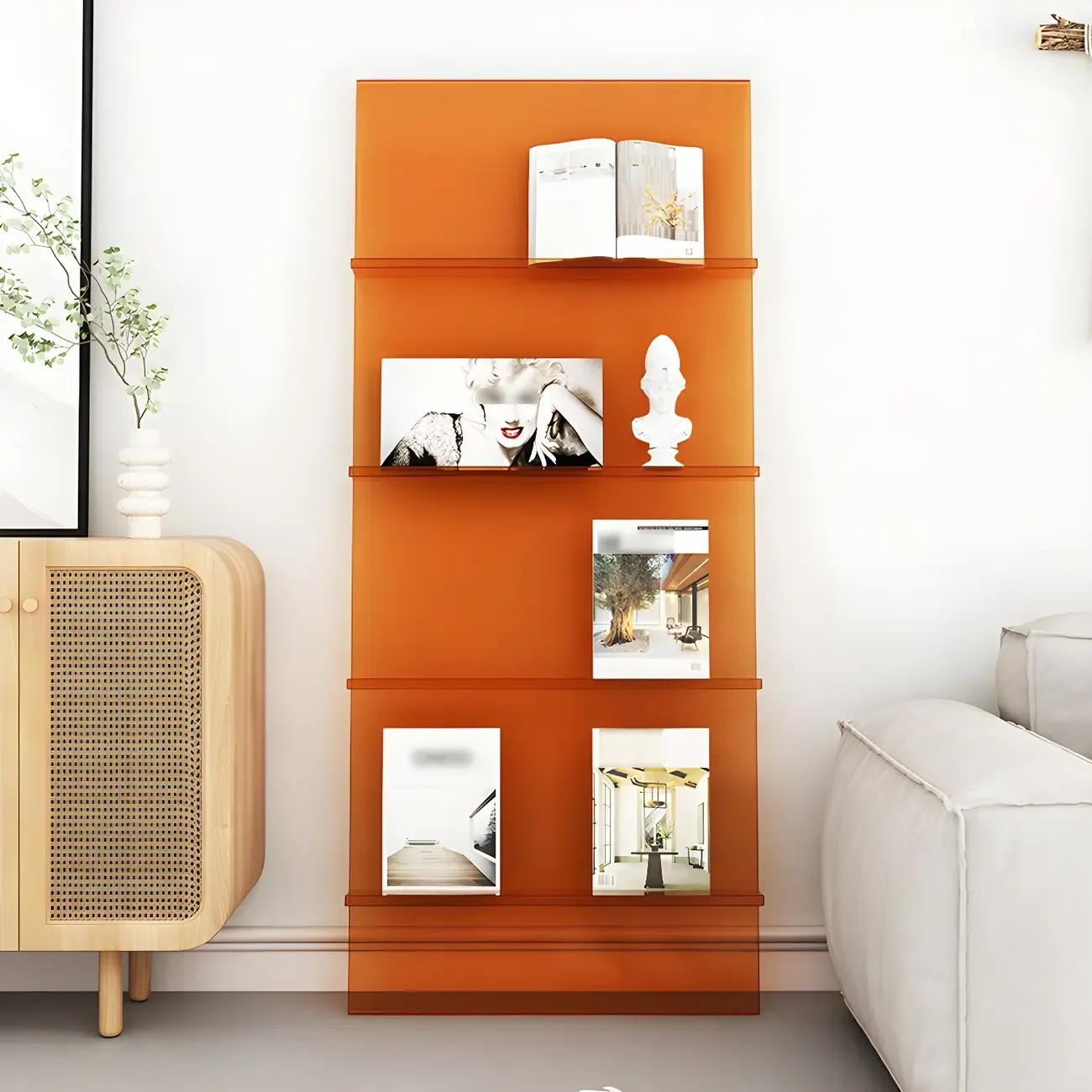 Modern Acrylic Vertical Bookshelf for Living Room
