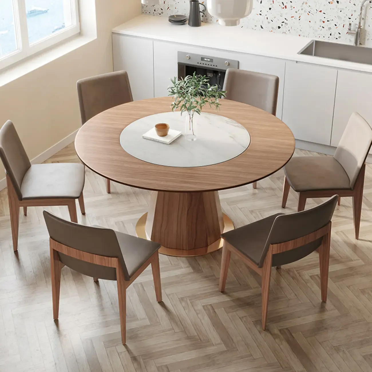 Modern Wood Round Dining Table