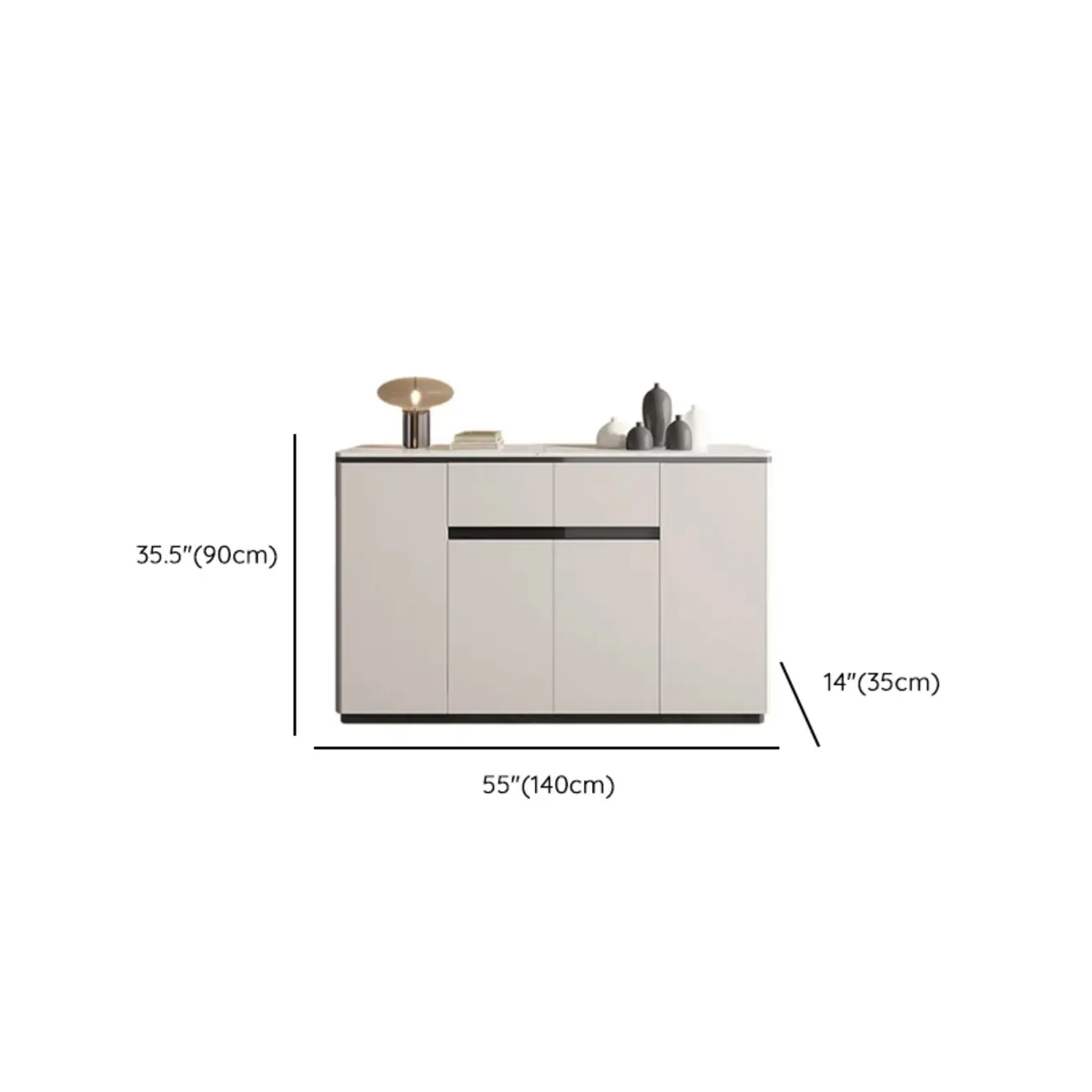 Modern Grey Sideboard with Sintered Stone Top