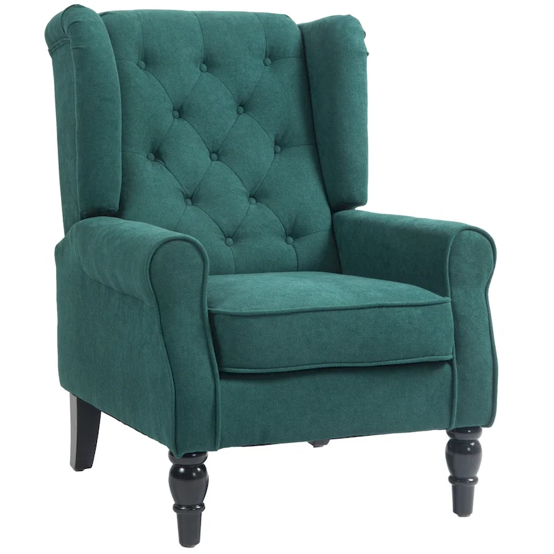 HOMCOM Copper Grove Guanta Tufted Wood Leg Accent Chair