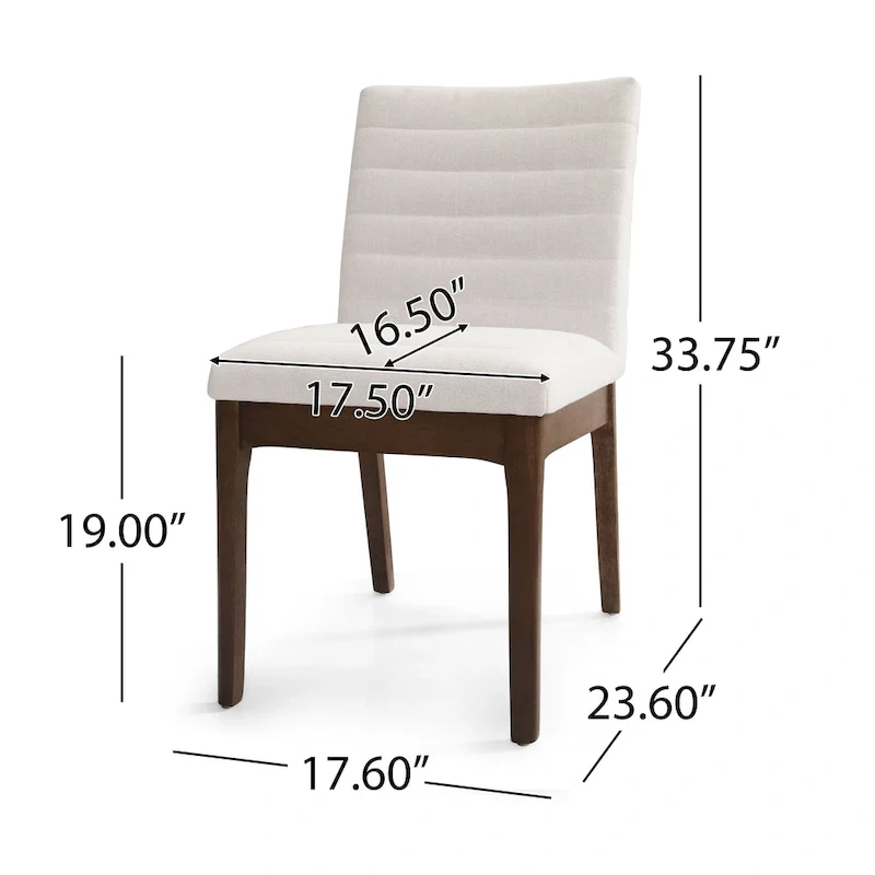 Mid-Century Modern Channel Stitch Dining Chairs - Set of 2