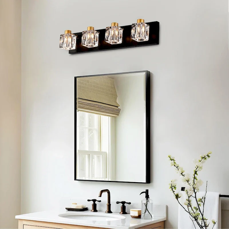 Modern Vanity Lights with Crystal Glass Shade - Gold