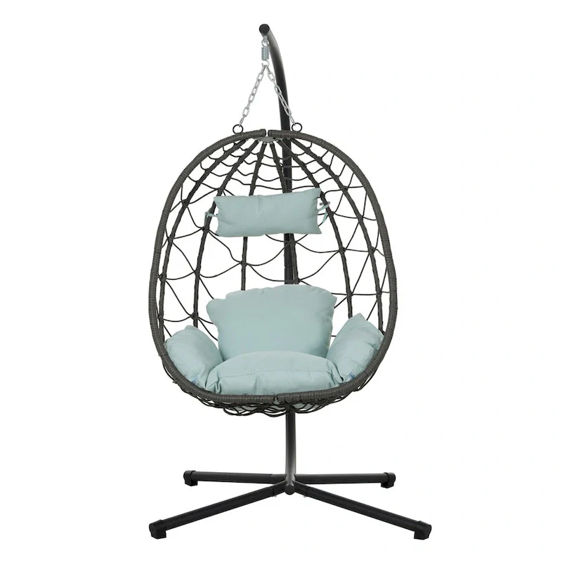 Egg Chair with Stand Indoor Outdoor Swing Chair Patio Wicker Hanging Egg Chair Hanging Basket Chair with Stand