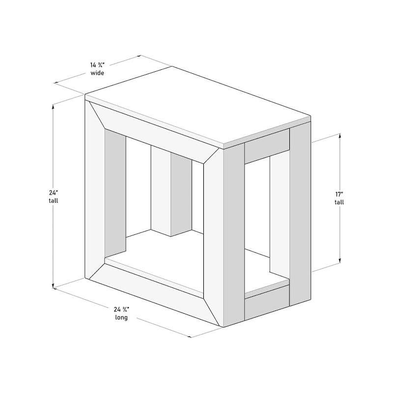 Plank and Beam Modern Rectangular Side Table with Shelf