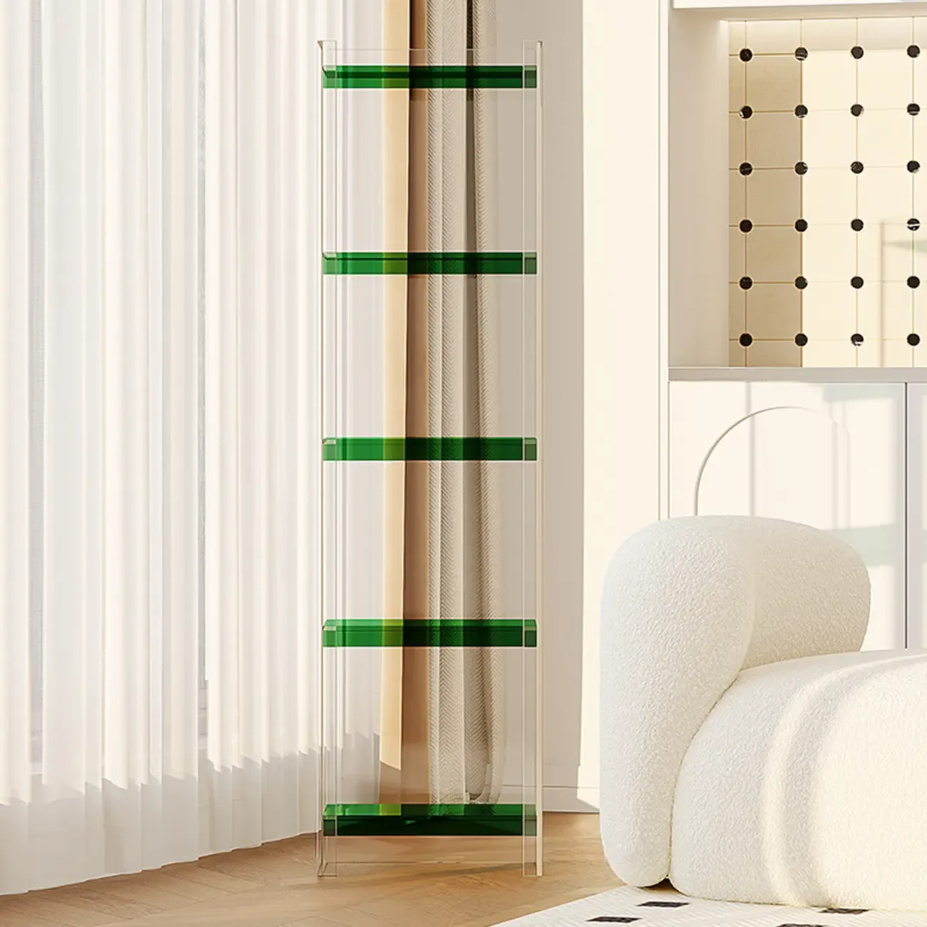 Minimalism Clear Acrylic 4-Tier Vertical Narrow Bookcase