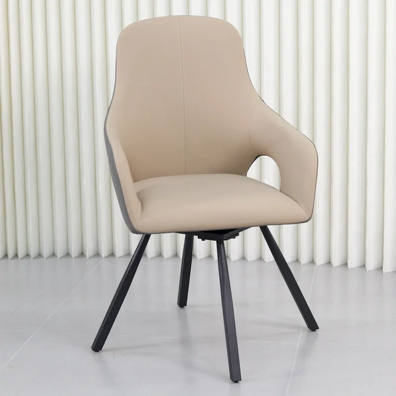 Two-tone Microfiber Leather Upholstered Rotatable Dining Chairs (Set of 2) - 22.83 W x 19.69 D x 36.61 H