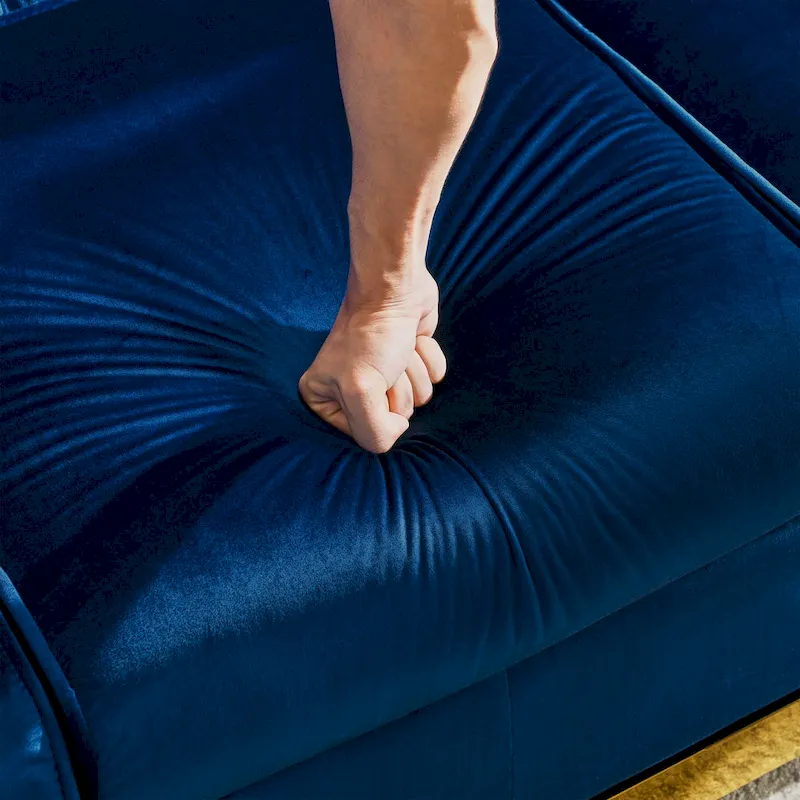 84 Luxury Chesterfield Velvet Sofa with Gold Trim