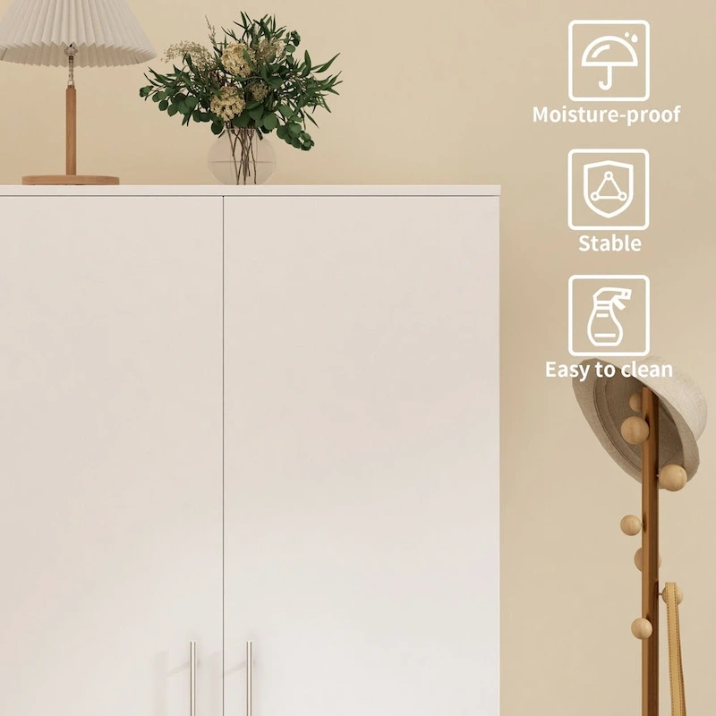 31.5 W x 66.9 H Wardrobe Armoire Cloest with Drawer In Black,White