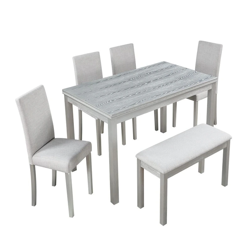 6-Piece Solid Wood Dining Table Set