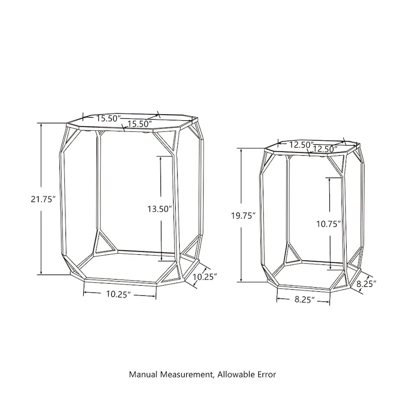Glitzhome Set of 2 Glam Glass Modern Side Table Sofa Table