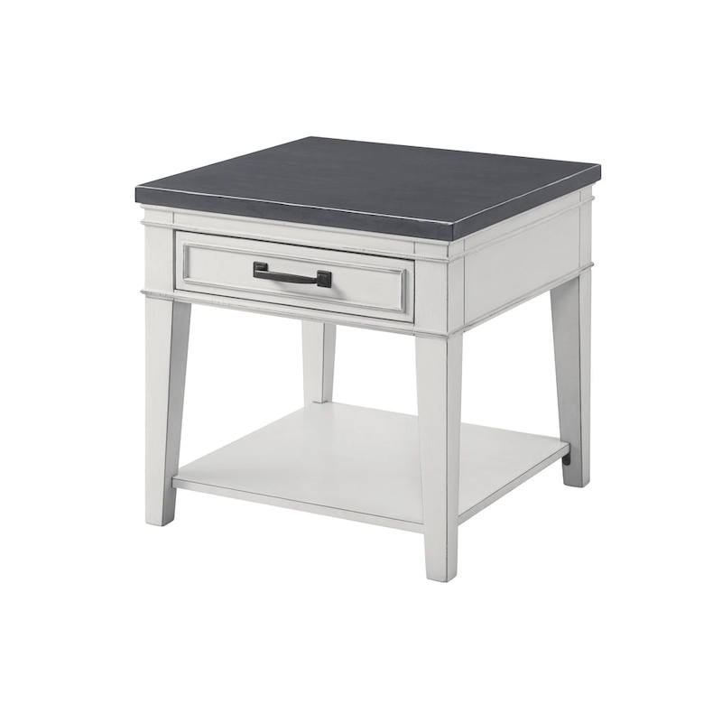 Del Mar 24 White and Grey 1-Drawer End Table