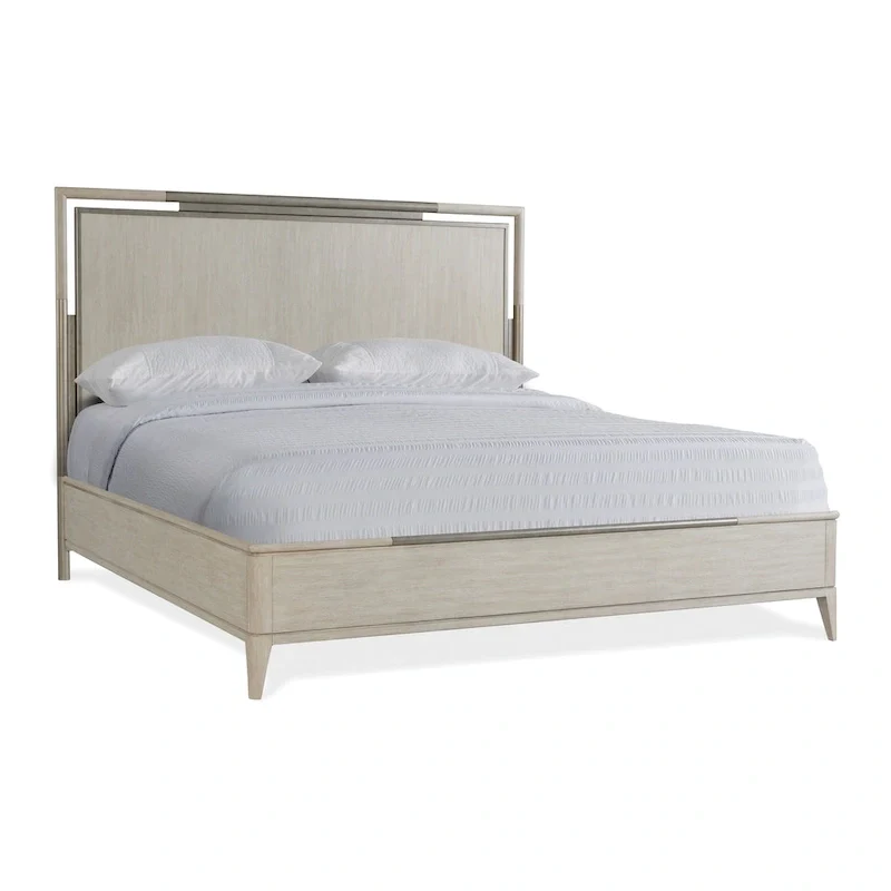 Roundhill Furniture Mantalia Solid Wood Bedroom Set, Panel Bed, Dresser, Mirror, 2 Nightstands, and Bench, Champagne