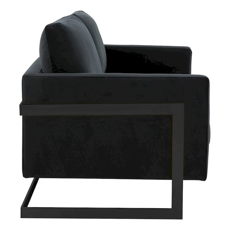 Upholstered Loveseat Sofa in Velvet Fabric with Removable Cushions and Stainless Steel Frame
