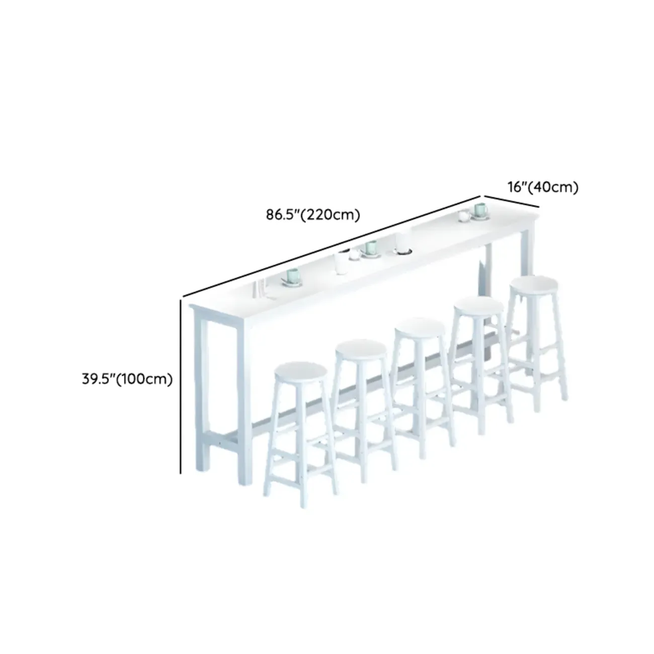 Modern White Wood Iron Rectangular Bar Tables