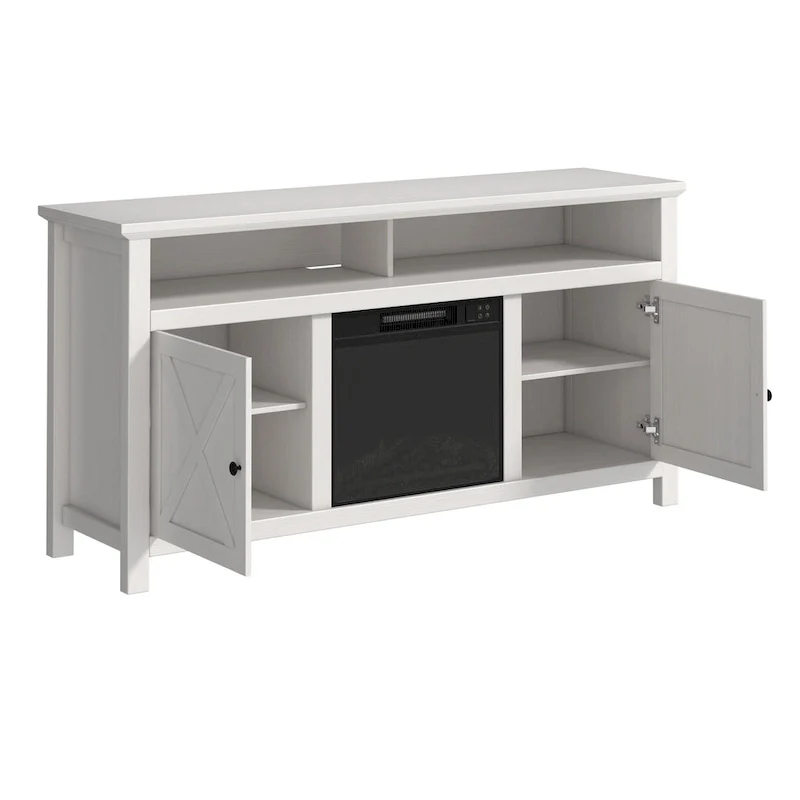 Clihome 58  Wood Fireplace TV Stand with 18  Electric Fireplace
