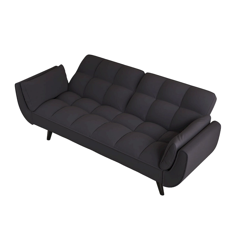 57 Sofa Bed,Polyester Blend Comfy Futon Couch Bed with 2 Square Pillows, Convertible Sleeper Sofa with Adjustable Backrest