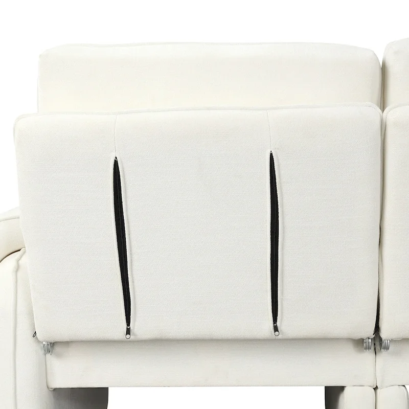 94.1 Chenille L-Shaped Futon Sofa with Adjustable Backrest & Reversible Chaise