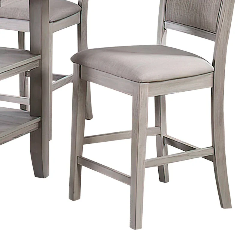 5 Piece Counter Height Dining Set, Table and 4 Chairs, Padded Seats, Gray