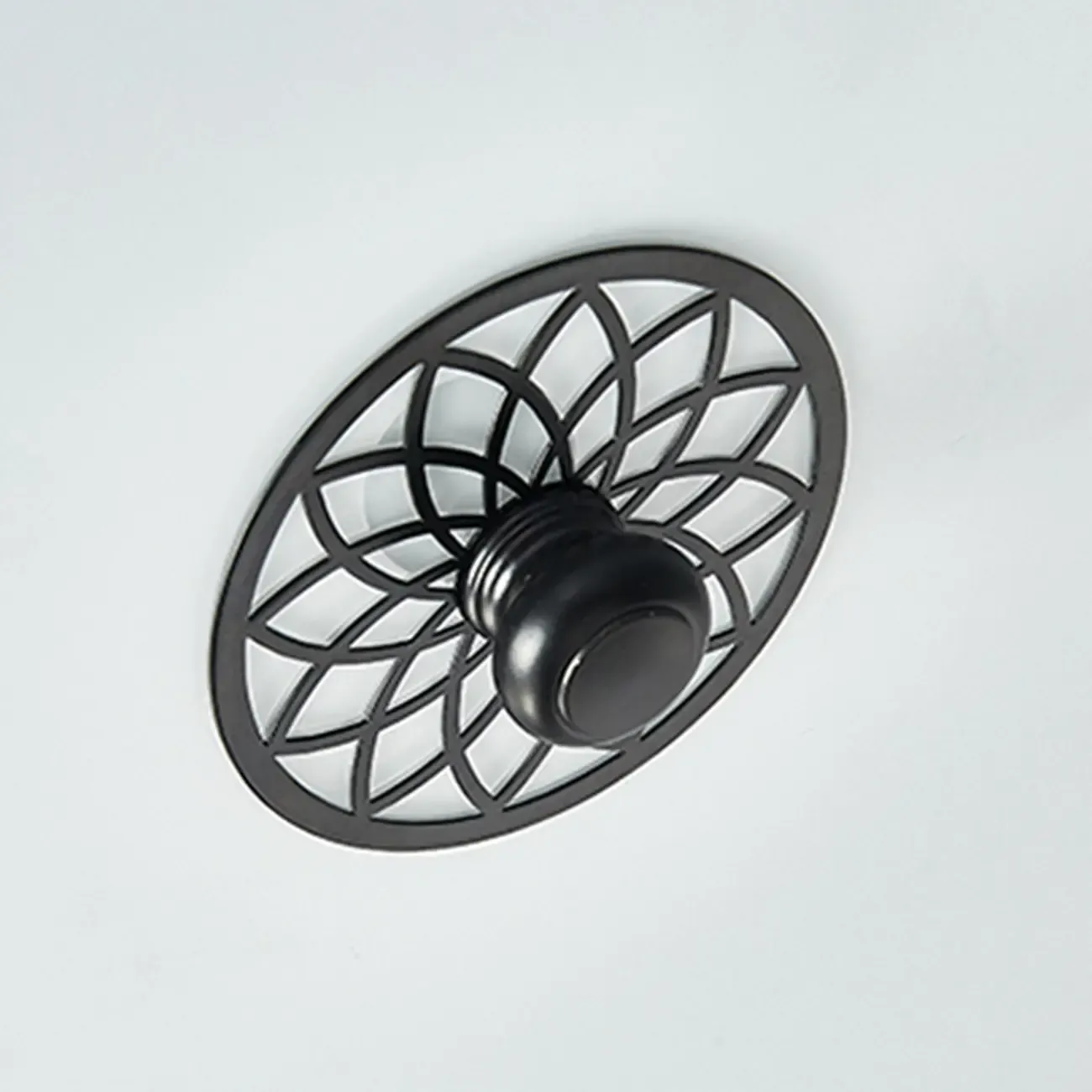 Classic Black Metal Drum Glass Flush Mount Ceiling Light