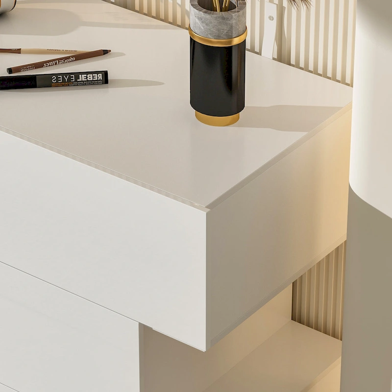 High Glossy Six-Drawer Dresser Chest with Off-Set Design (Black/White)