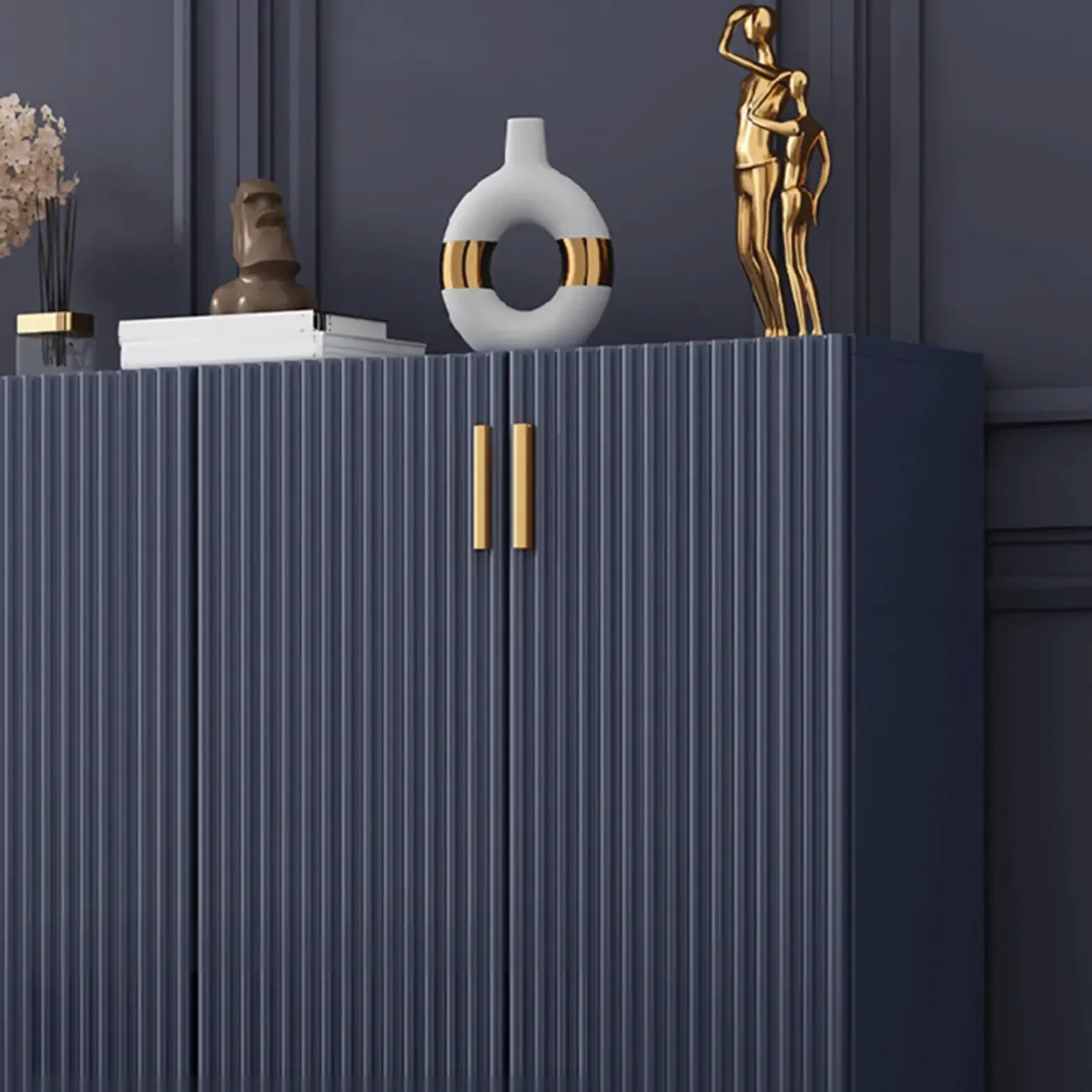 Glam Wooden Sideboard with Shelves and Cabinets