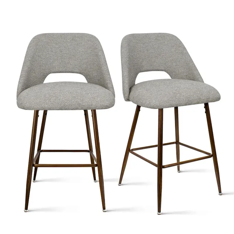 Upholstered Modern Bar Stool Walnut Leg (Set of 2)