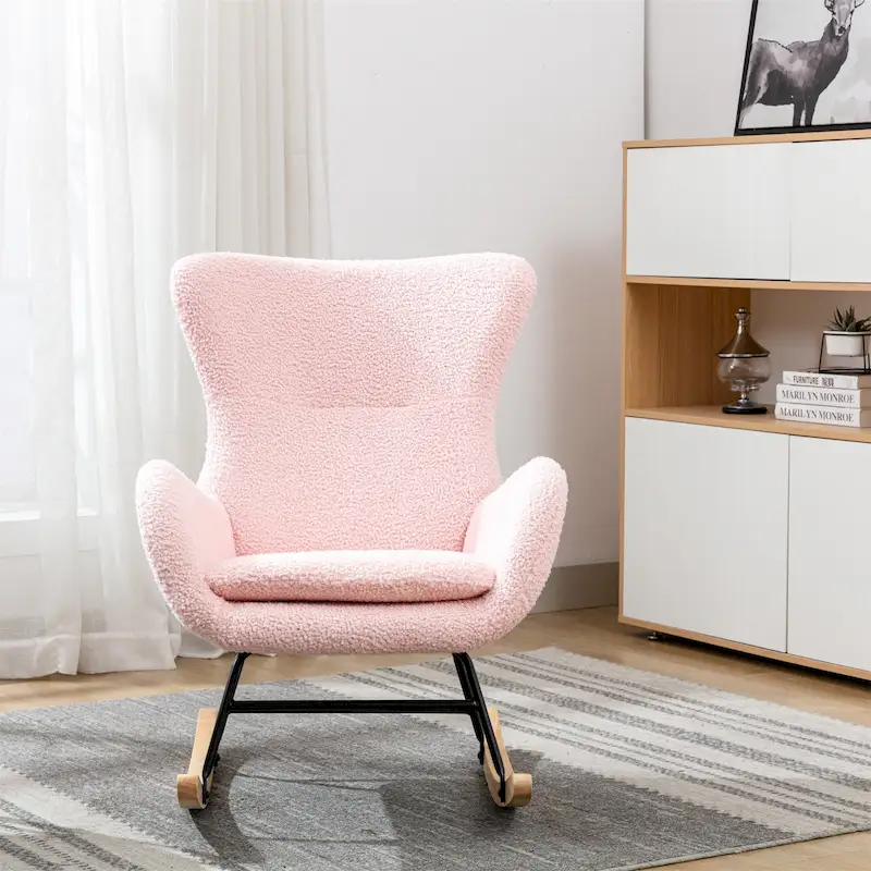 Velvet Fabric Padded Seat Rocking Chair