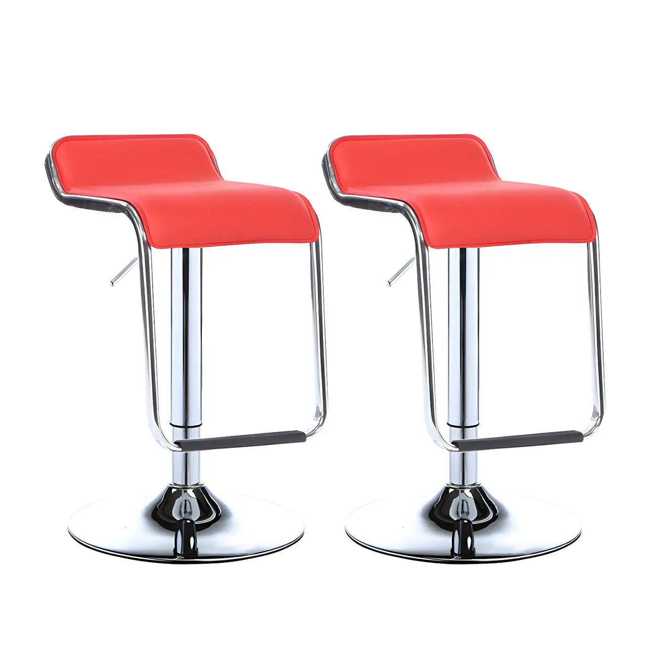 Modern Pedestal Swivel Bar Stool Adjustable Height Low Back Faux Leather