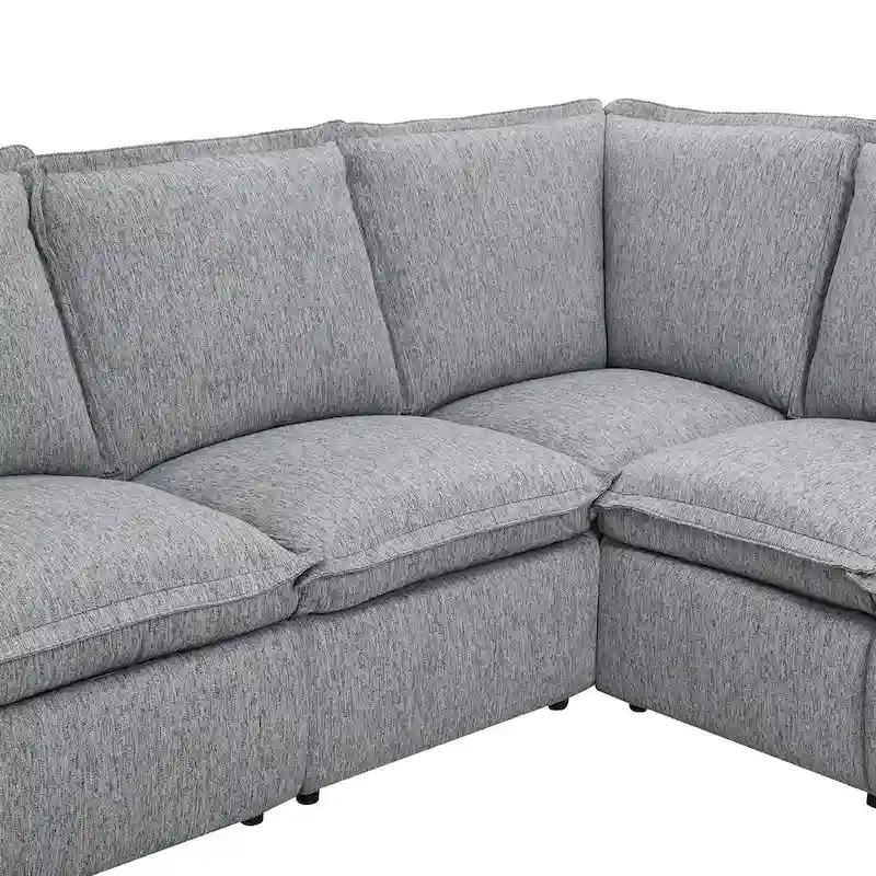 Grey Linen L-Shaped Sectional Sofa with Power Recliners & USB