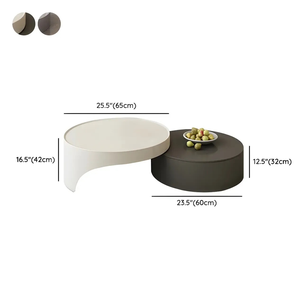 Grey Round Modern Wood Drawer Coffee Table