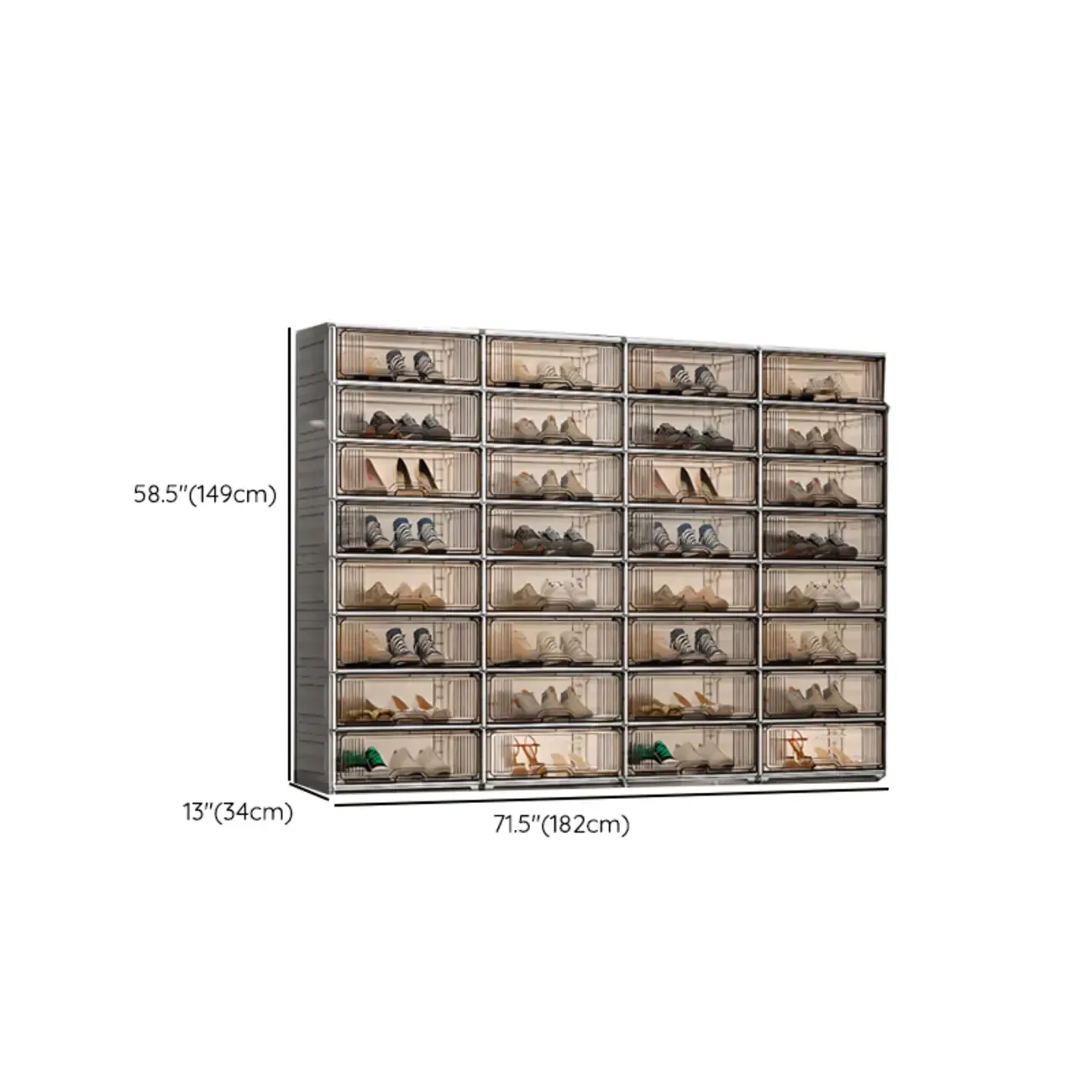 Durable Flip-up Glam Plastic Clear Shoe Boxes Stackable