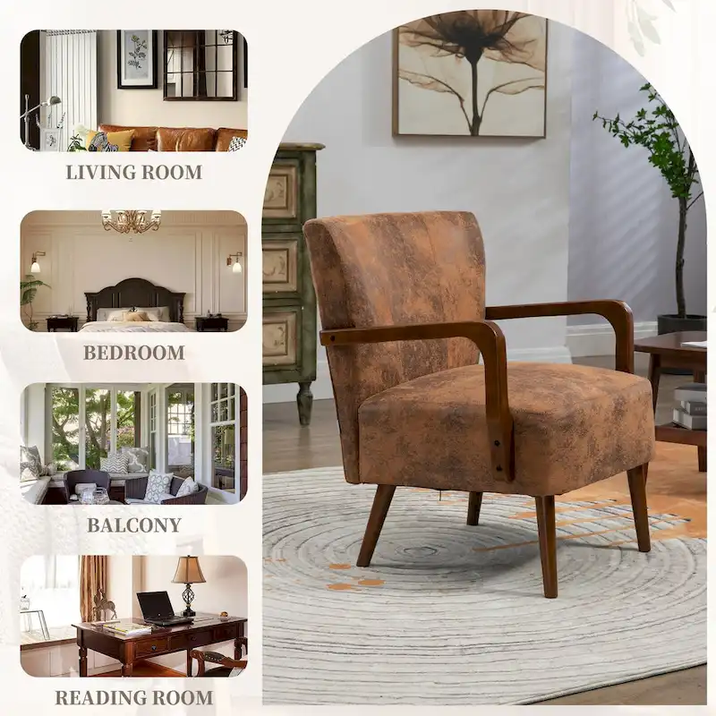 Modern chairs in the living room, wooden frame armchairs