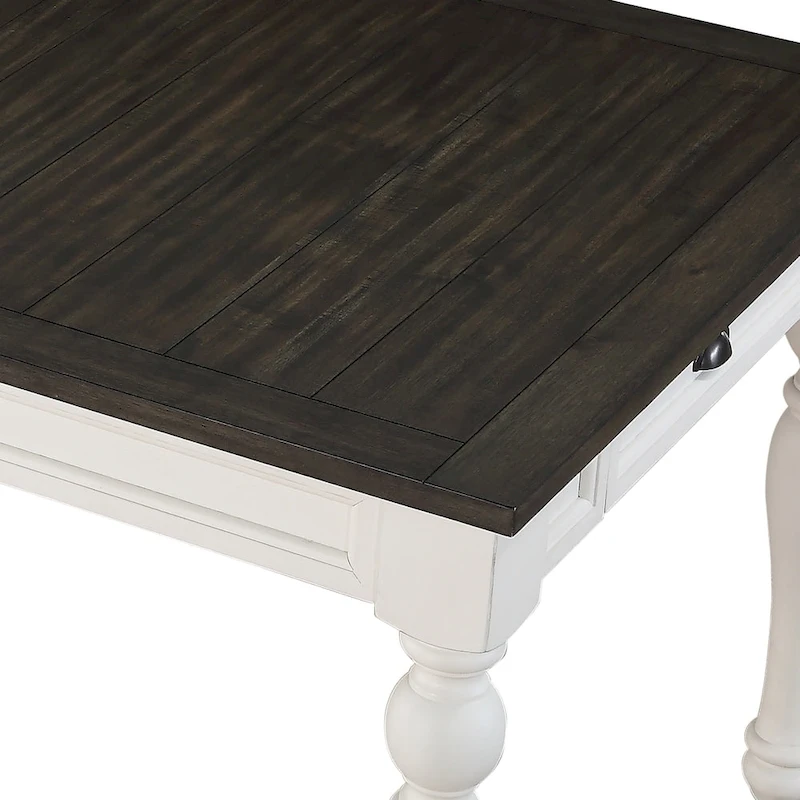 Steve Silver Jillian Farmhouse Two-Tone 80-Inch Dining Table - Two Tone Soft White and Dark Oak