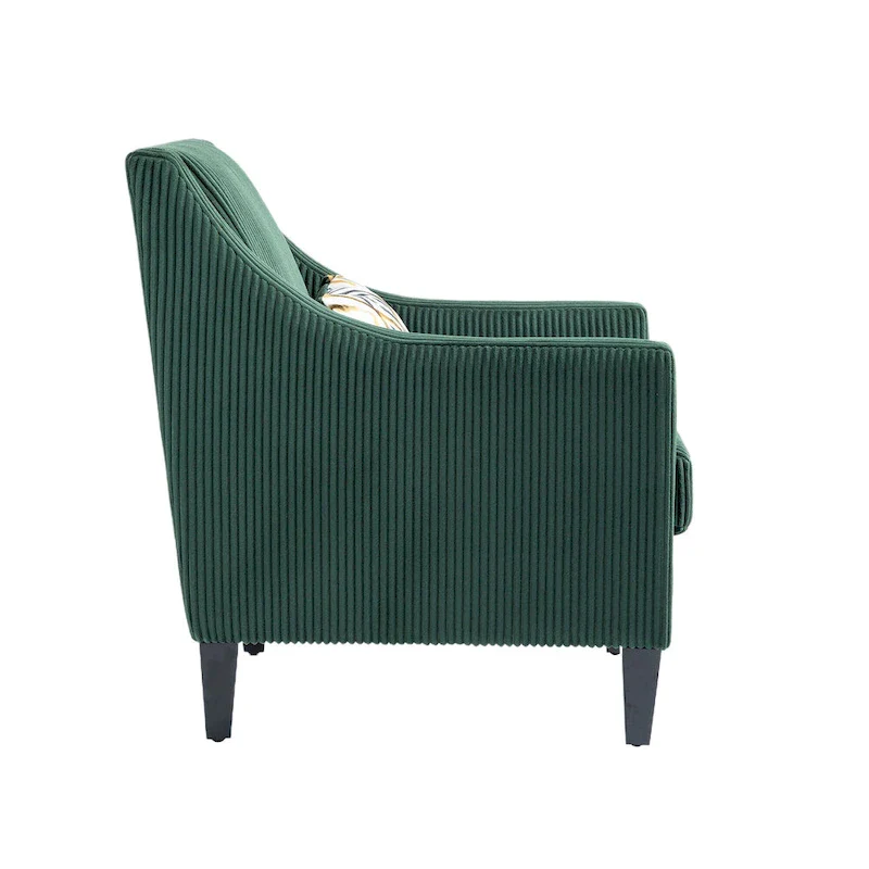 Emerald 26.77 Upholstered Arm Chair with Scooped Arms and Rubber Wood Legs