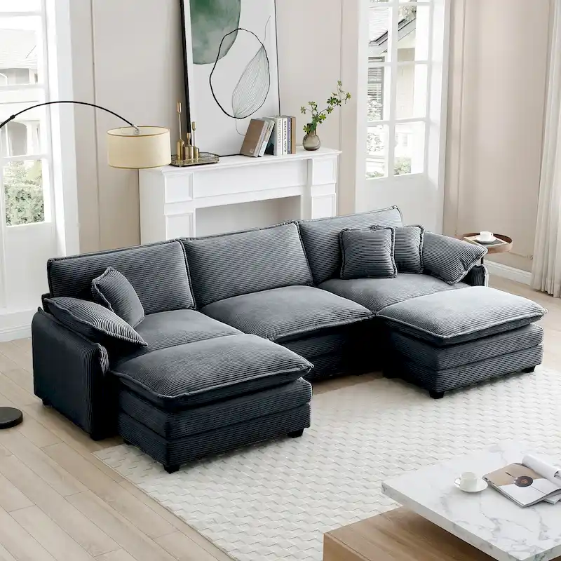 DIY Customization Corduroy Upholstered Armless Modular Sectional Sofa