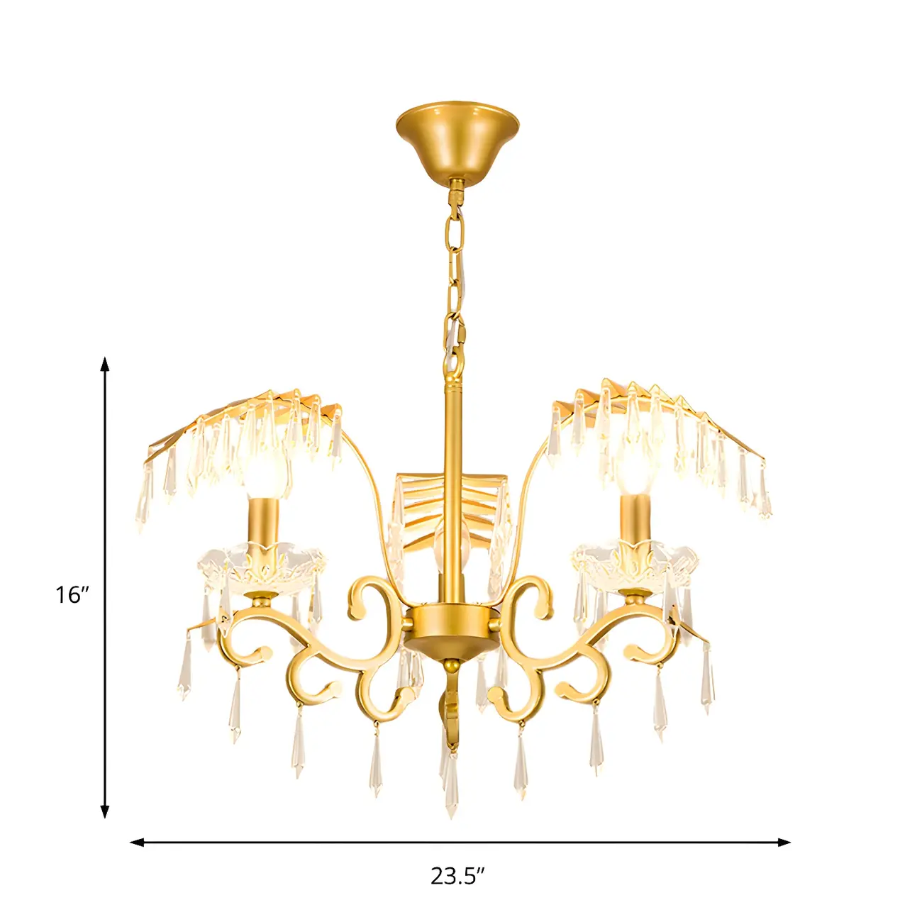 Luxurious Golden Leaf Curved Chandelier with Crystal