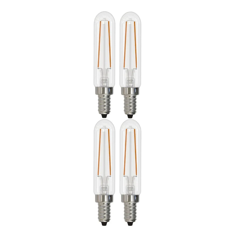 Bulbrite Pack of (4) 2.5 Watt Dimmable Clear Filament T6 Candelabra (E12) LED Bulb
