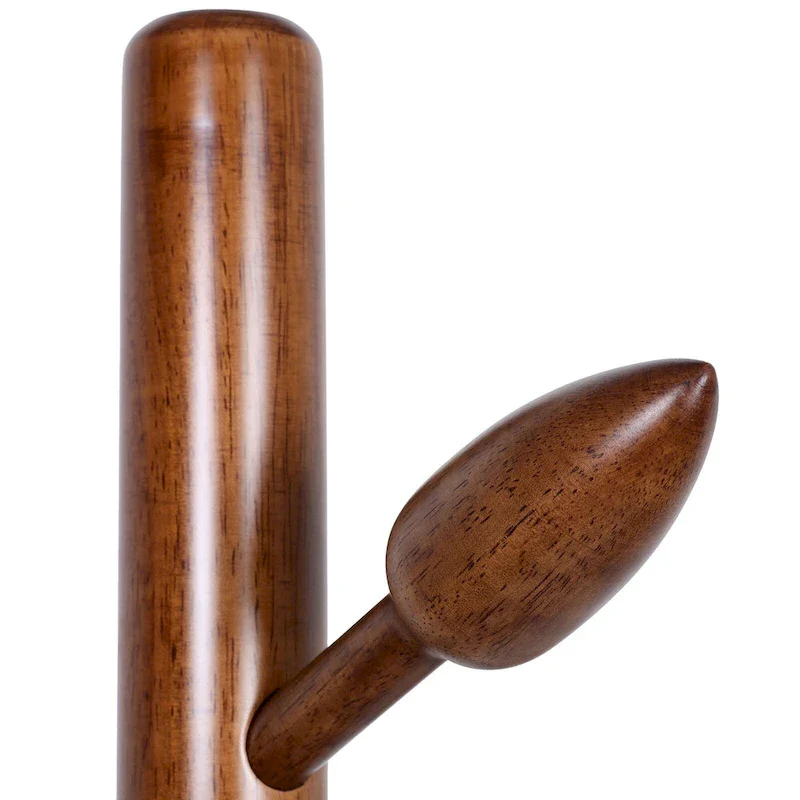 Rubberwood Freestanding Coat Rack, Coat Tree with 8 Bud-shaped Hooks - 15.75Dia. x 72.44H