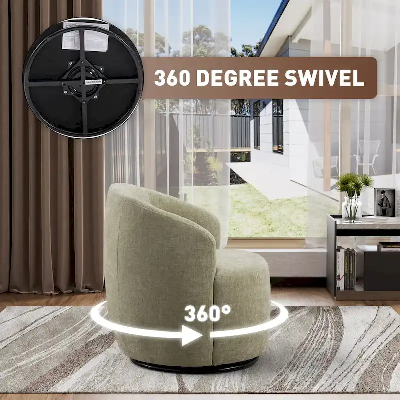 Ouyessir Accent Upholstered Round Velvet 360 Degree Swivel Sofa Chairs