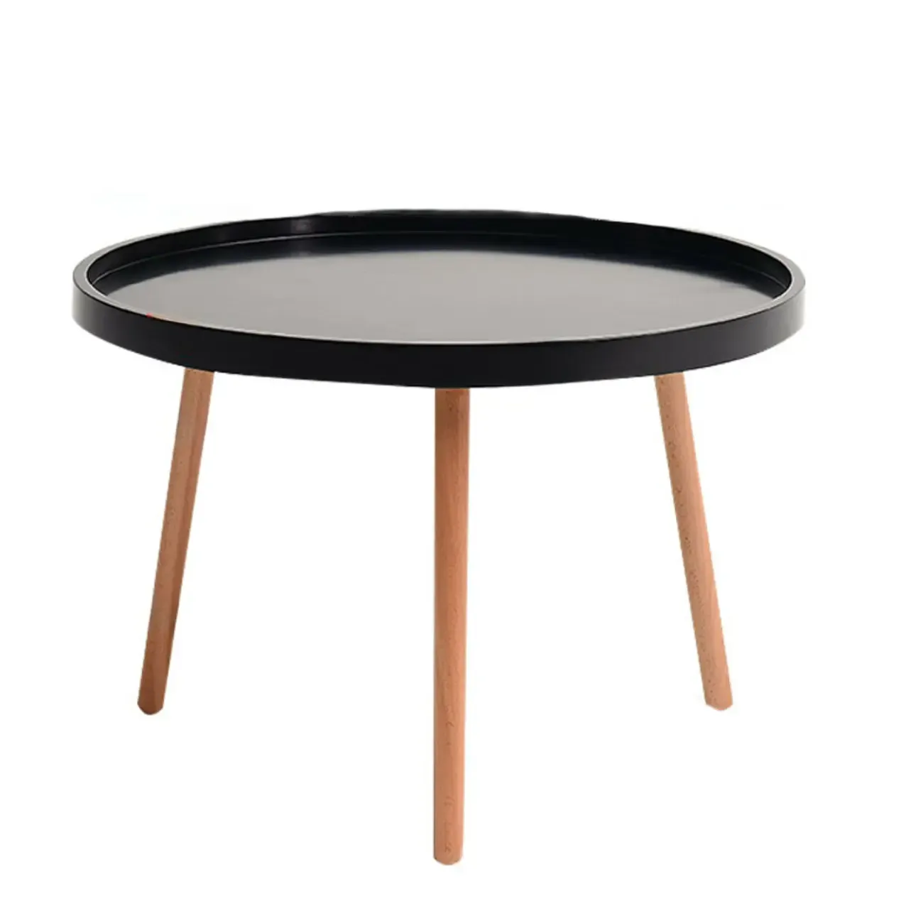 Modern Round Waterproof Coffee Table with Wood Three Leg