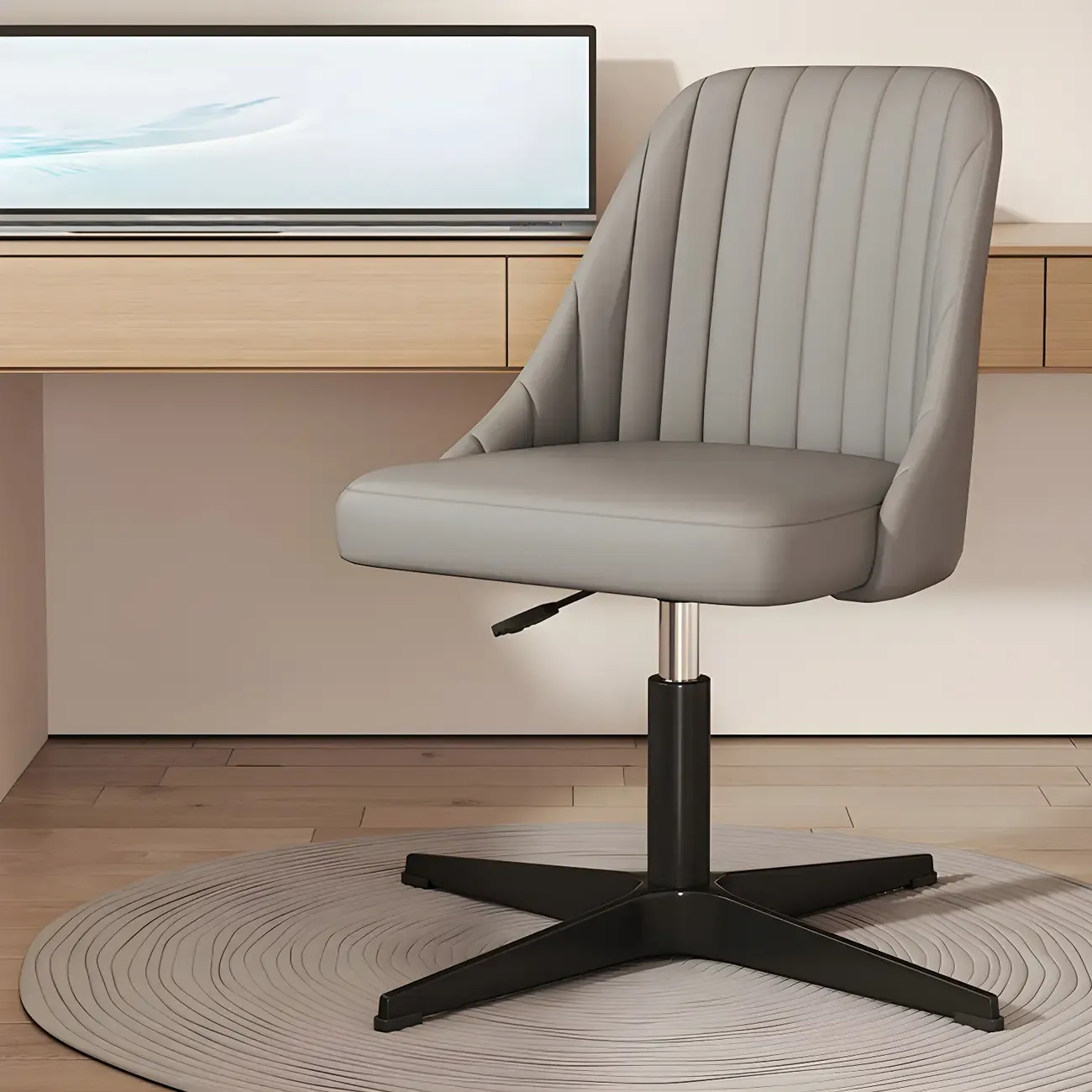 Modern Beige Adjustable Swivel Office Chair