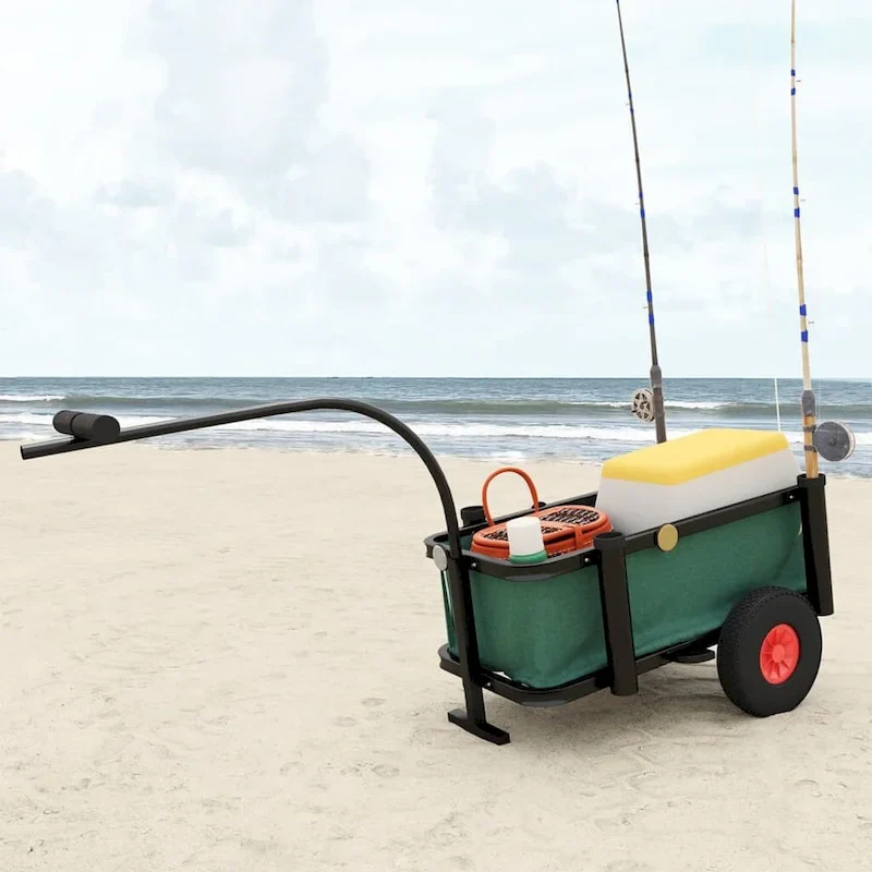 Fishing Trolley Black Steel - 34.3 x 14.6 x 32.3