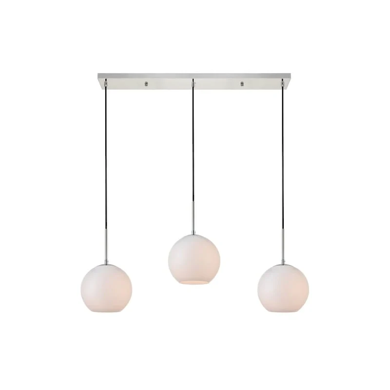 3-Light 36 inch Pendant with Frosted White Glass