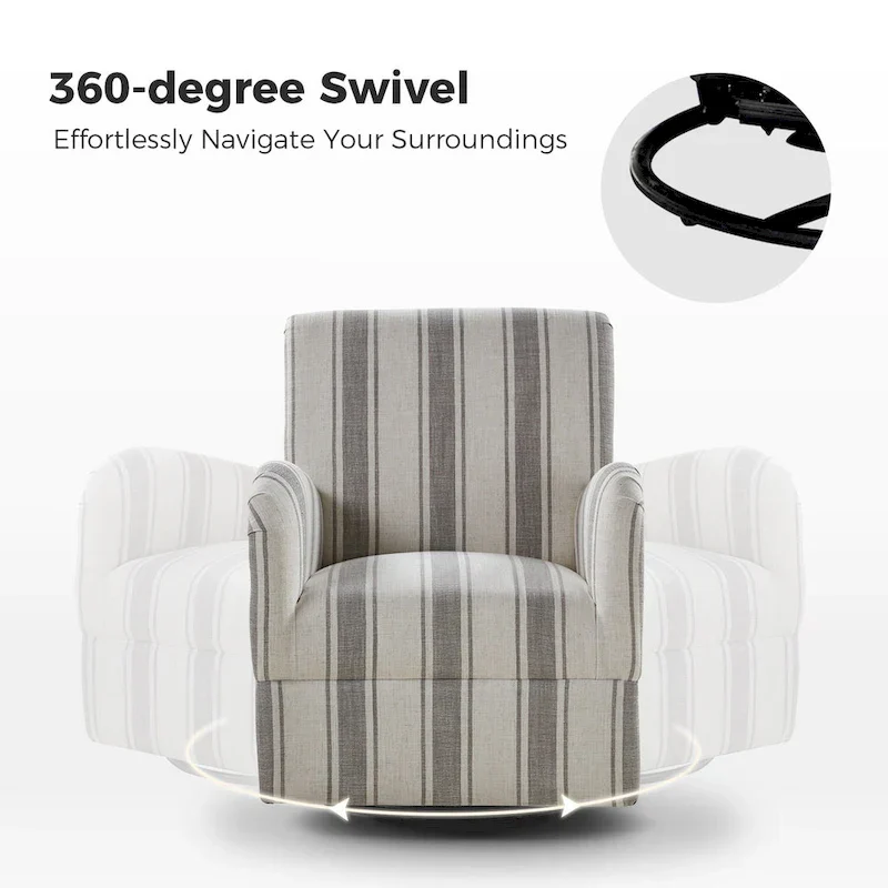 Pancy Traditional Swivel Armchair with Jacobean Strip Pattern Set of 2 by HULALA HOME