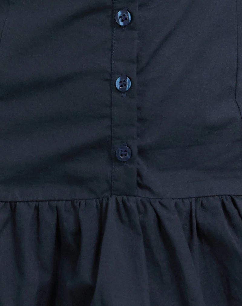 Juun Puffball Mini Dress in Dark Navy