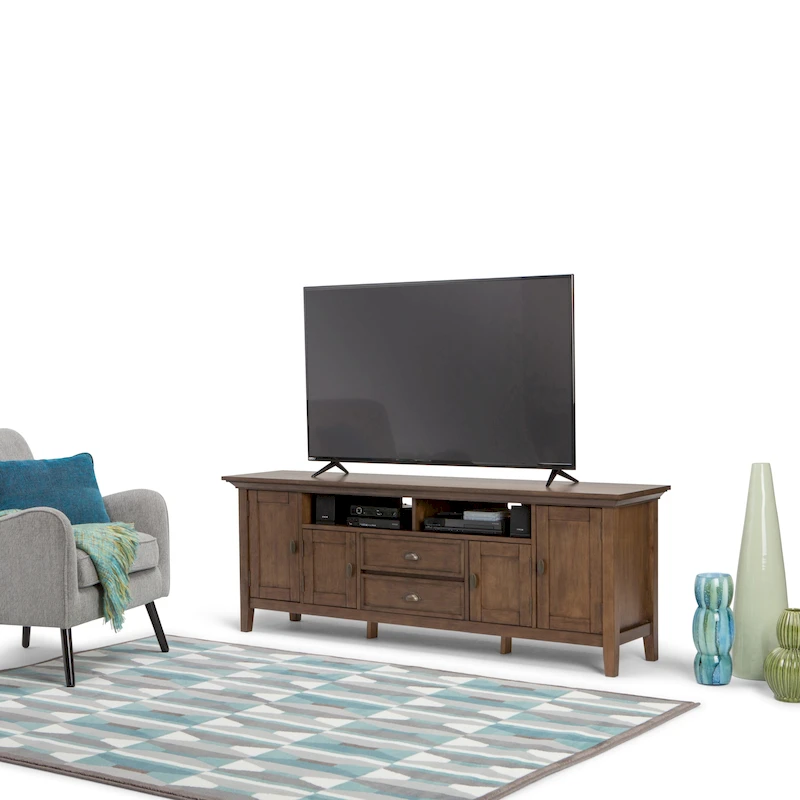 WYNDENHALL Mansfield SOLID WOOD 72 inch Wide Transitional TV Media Stand For TVs up to 80 inches - 72 W x 16.5 D x 26 H