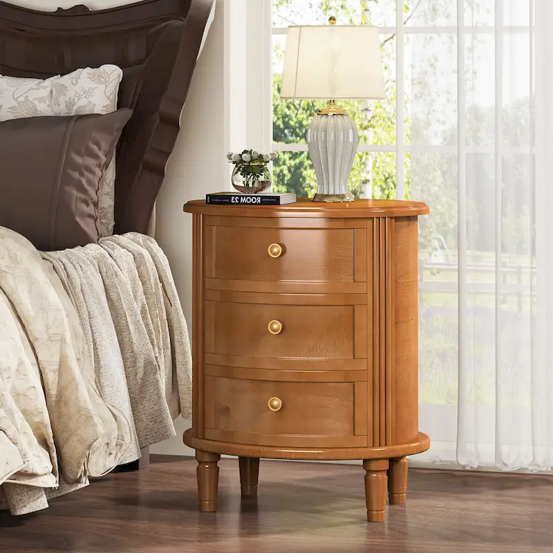 Fully Assembled Nightstand with 3 Drawers
