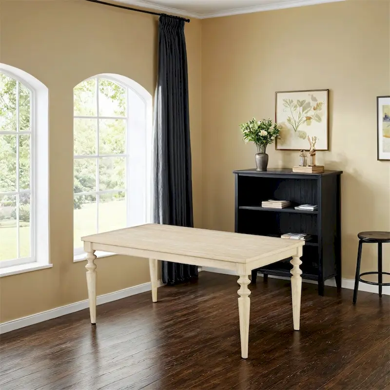 Amonia Urban Style Wired White Finish Wood Turned-Leg Dining Table